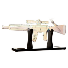 24" Glass Machine Gun Bong - Includes Wooden Display Stand (MB1443)