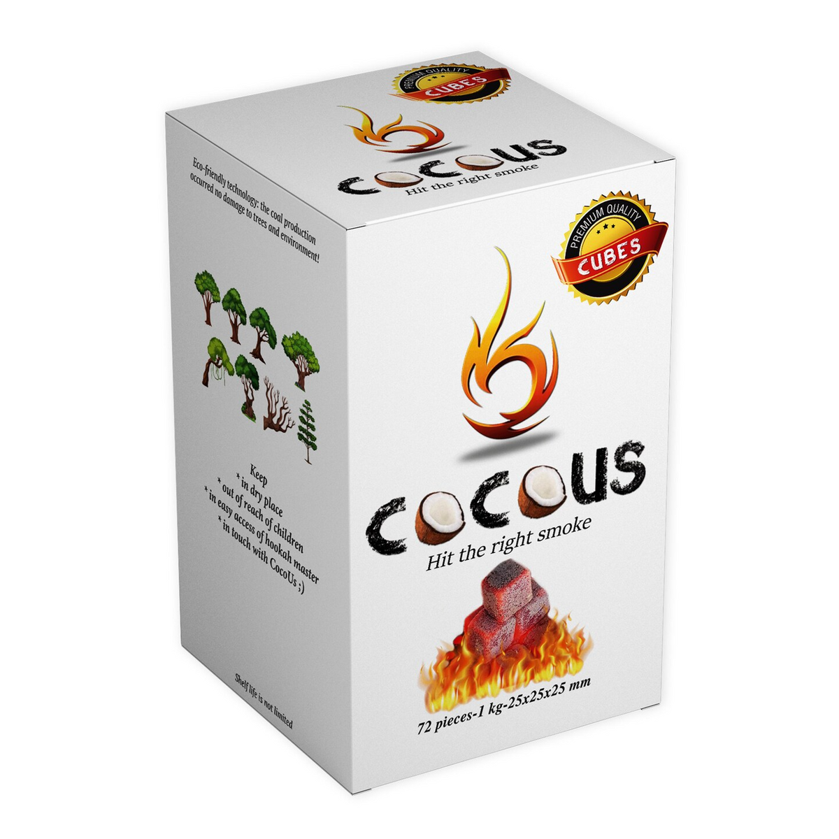 CocoUs Coconut Charcoal (72 Pieces – Cubes)
